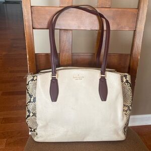 Kate Spade Monet handbag white & burgundy with triple compartments vintage purse